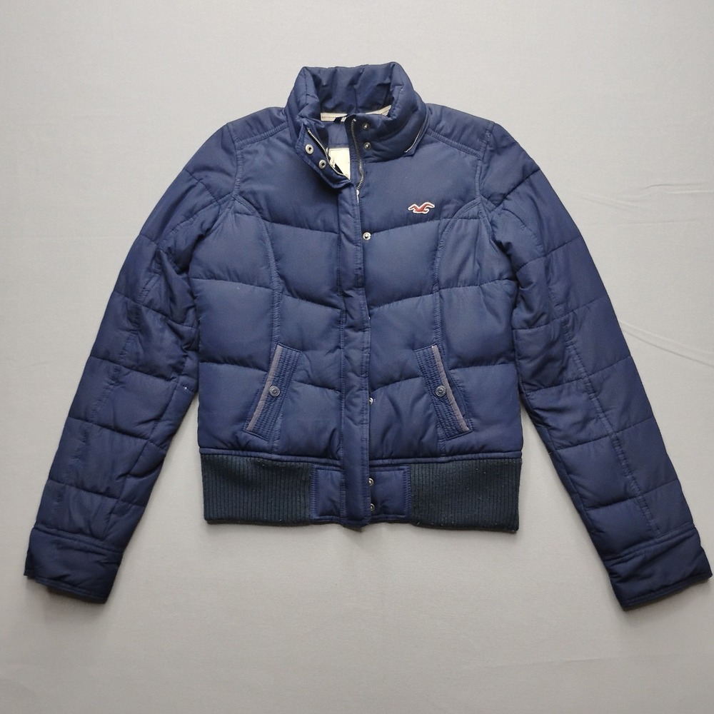 Hollister Womens Navy Blue Down Puffer Jacket Large RN102573
